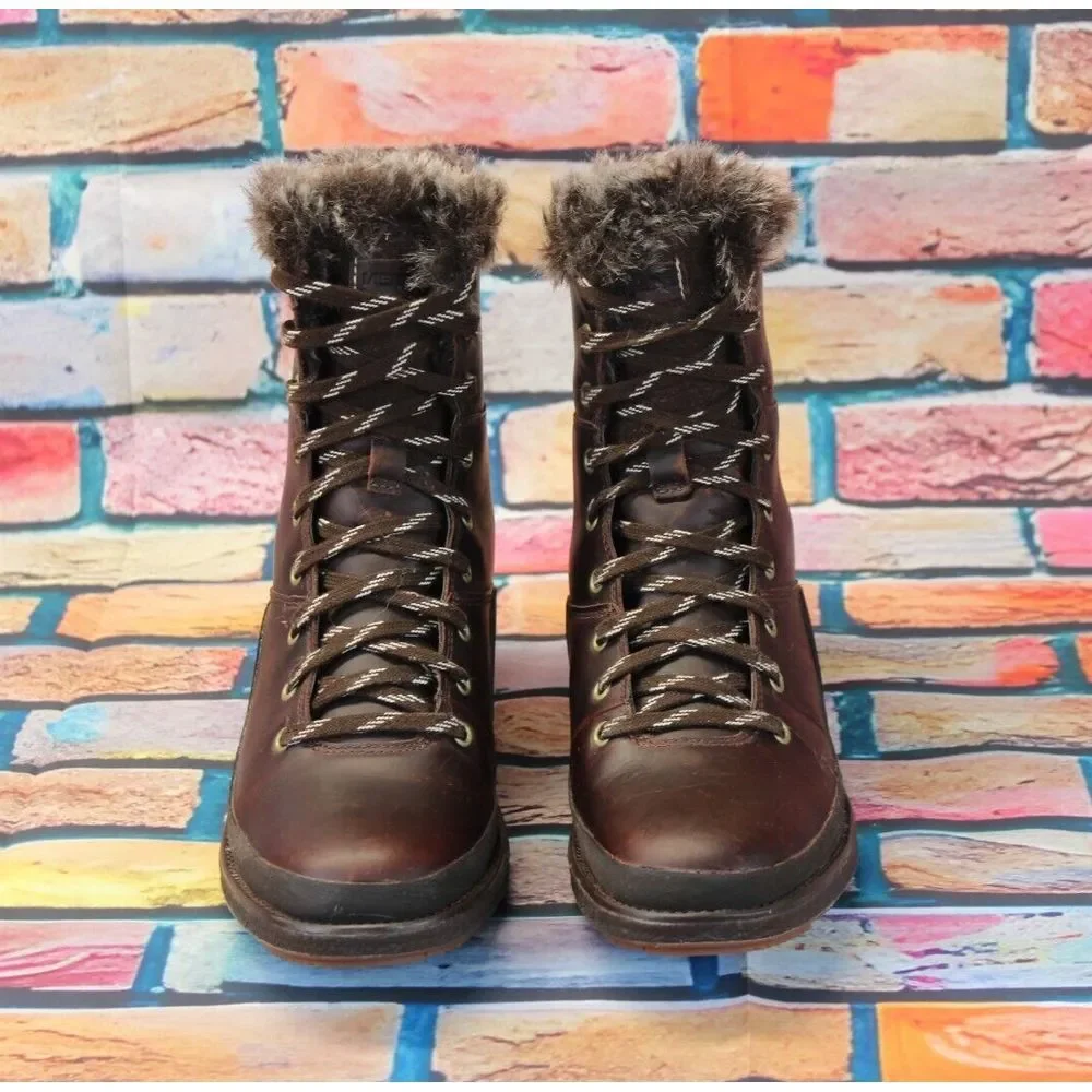Merrell Tremblant Ezra Lace Espresso Womens Sz 6.5 Waterproof Lined Boots J95306